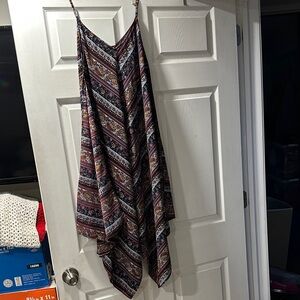 Green Envelope Multicolor Asymmetrical Dress